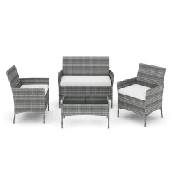 Gartenset Rattan MOLDE grau/beige