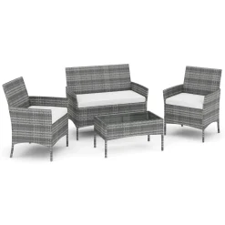Gartenset Rattan MOLDE grau/beige