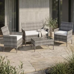 Gartenset Rattan MOLDE grau/beige
