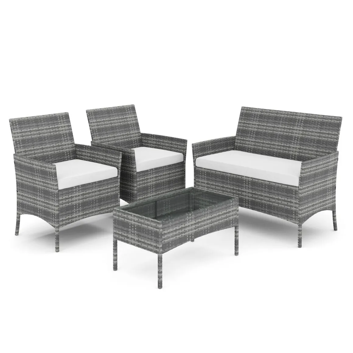 Gartenset Rattan MOLDE grau/beige