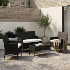 Gartenset Rattan MOLDE schwarz/beige