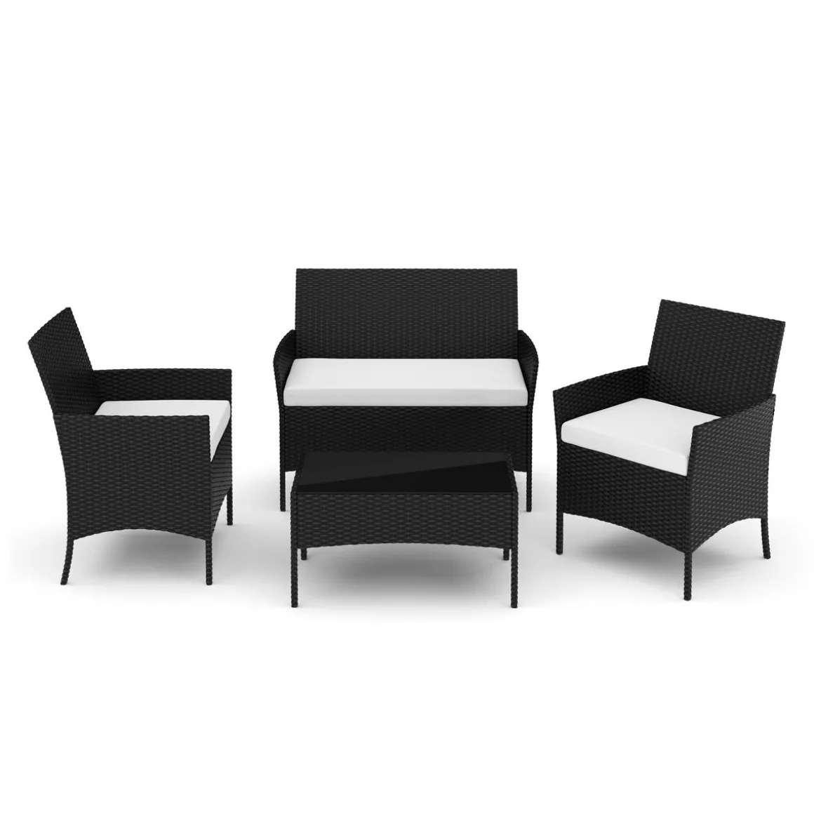 Gartenset Rattan MOLDE schwarz/beige