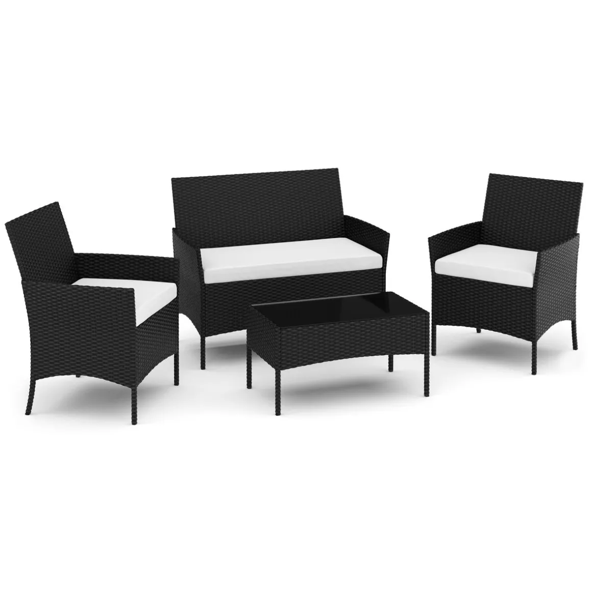 Gartenset Rattan MOLDE schwarz/beige
