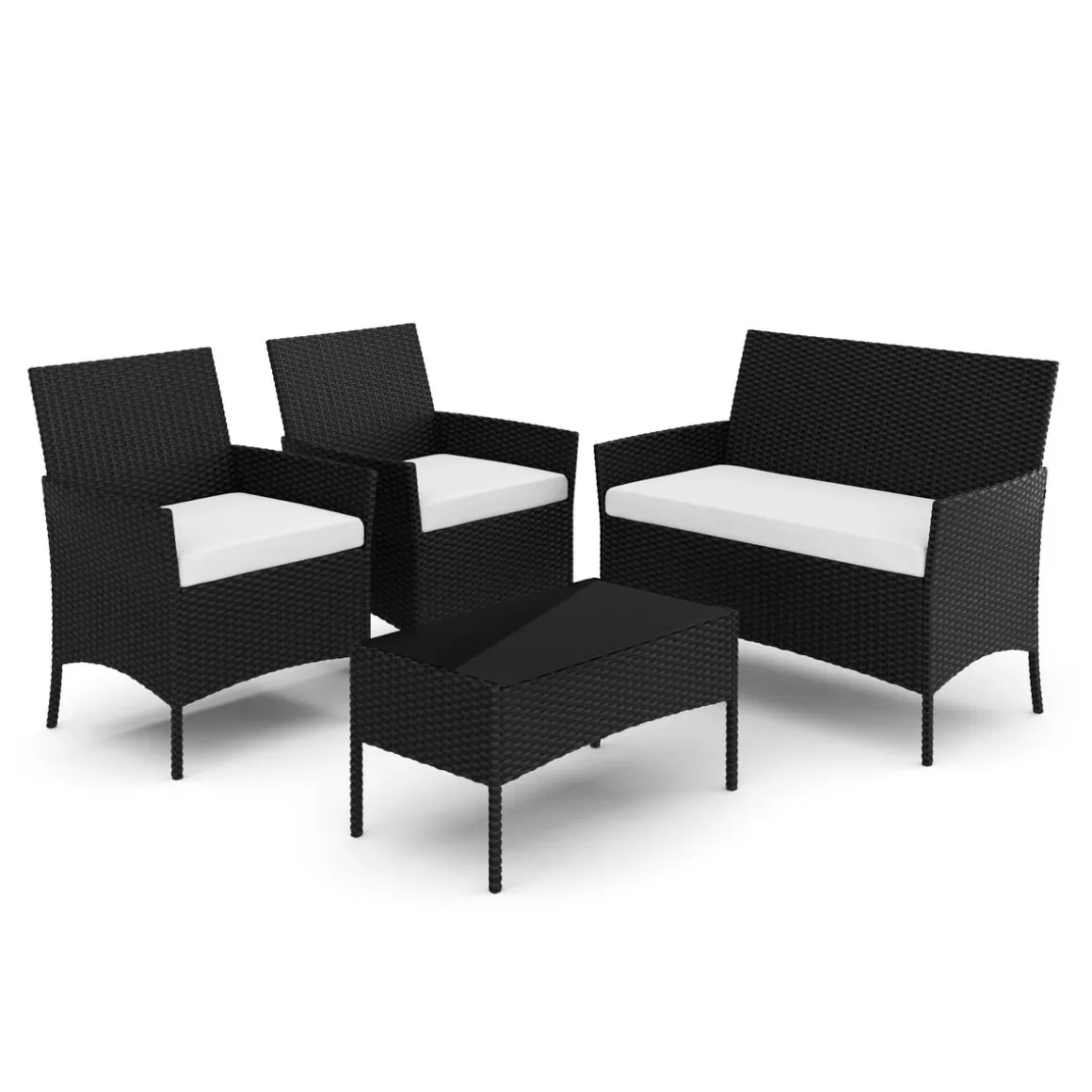 Gartenset Rattan MOLDE schwarz/beige
