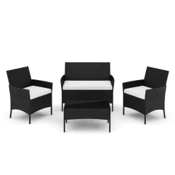 Gartenset Rattan MOLDE schwarz/beige