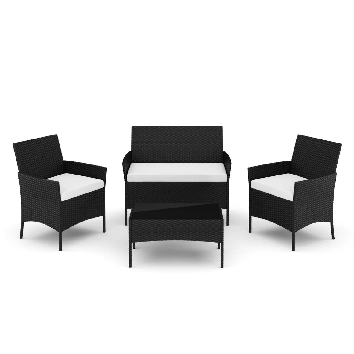 Gartenset Rattan MOLDE schwarz/beige