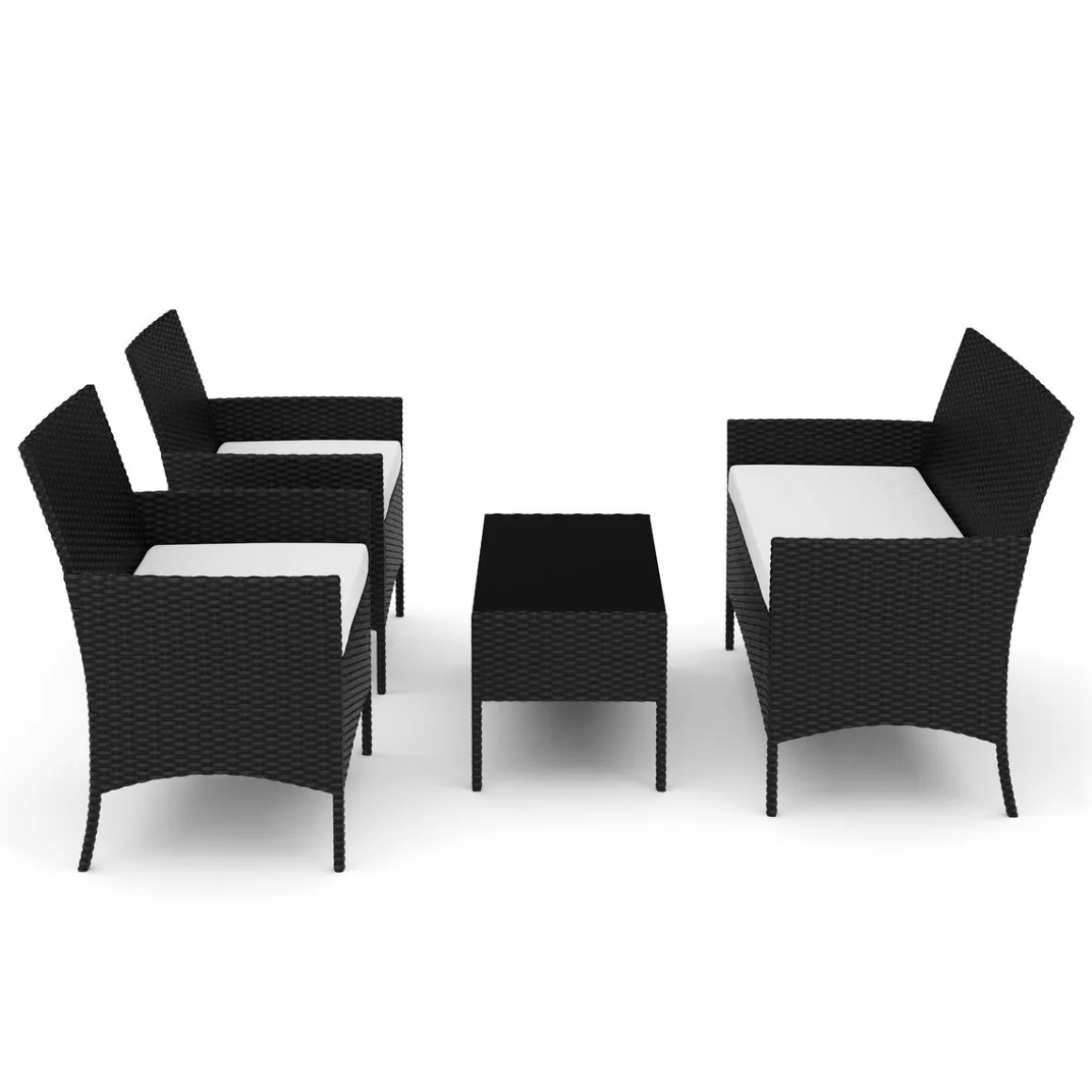 Gartenset Rattan MOLDE schwarz/beige