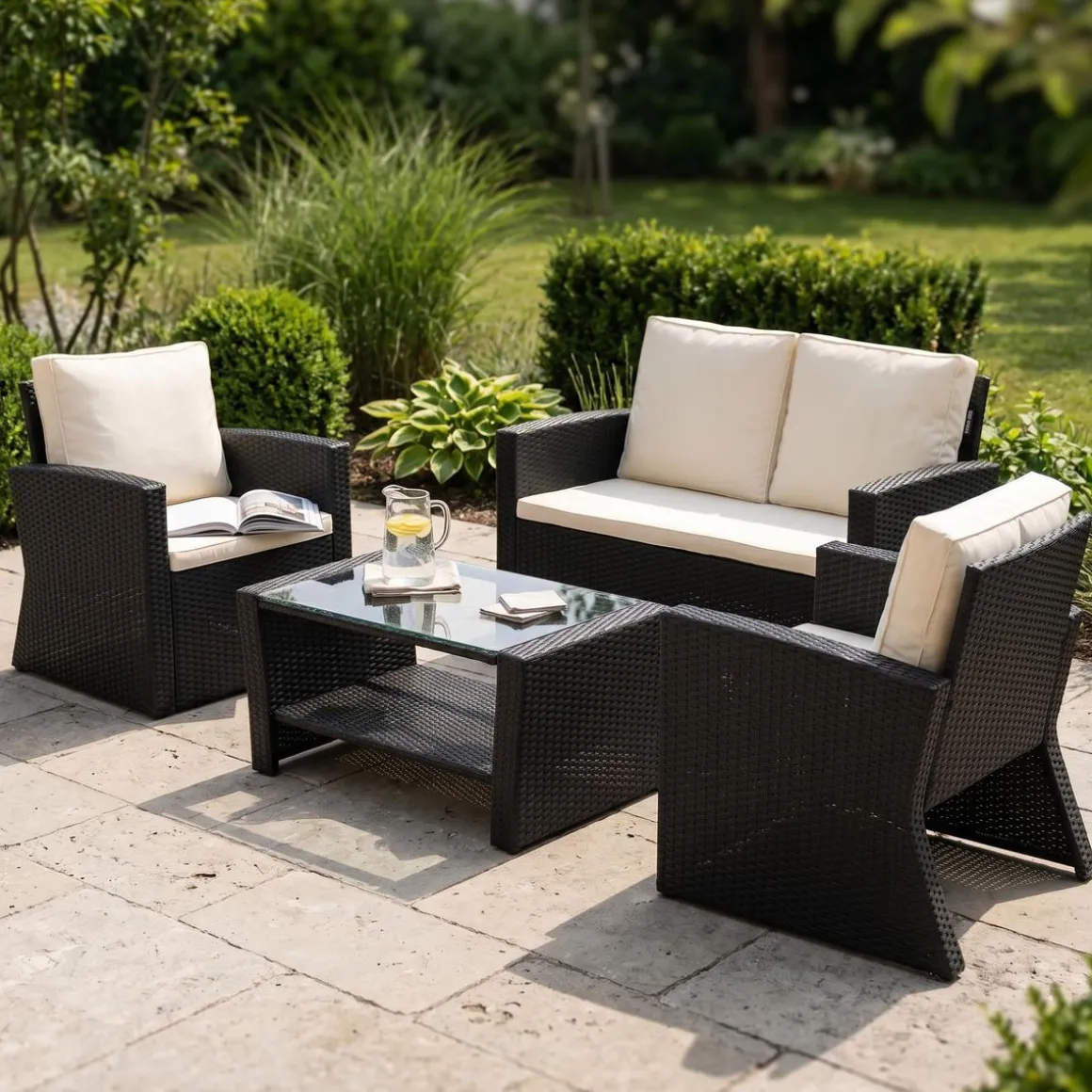 Gartenset SAVONA schwarz/beige