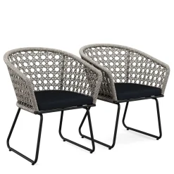 Gartenstuhl ÄGINA 2er Set grau/schwarz