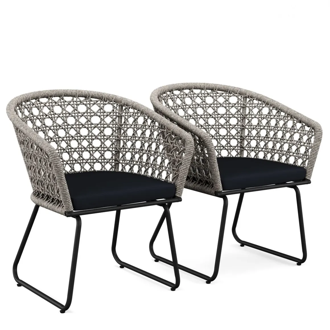 Gartenstuhl ÄGINA 2er Set grau/schwarz