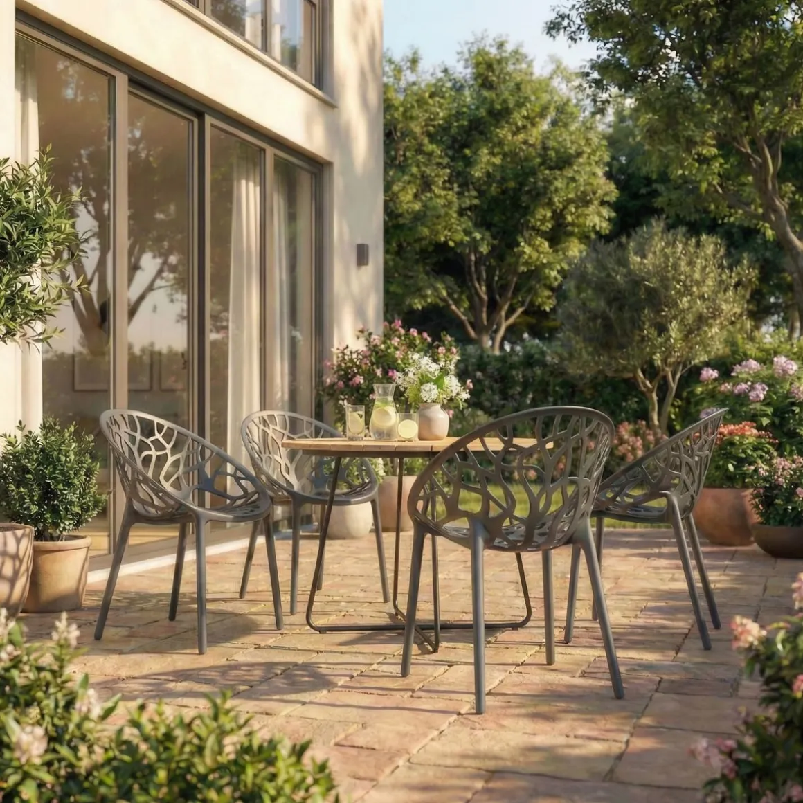 Gartenstuhl LIVA 4er Set anthrazit