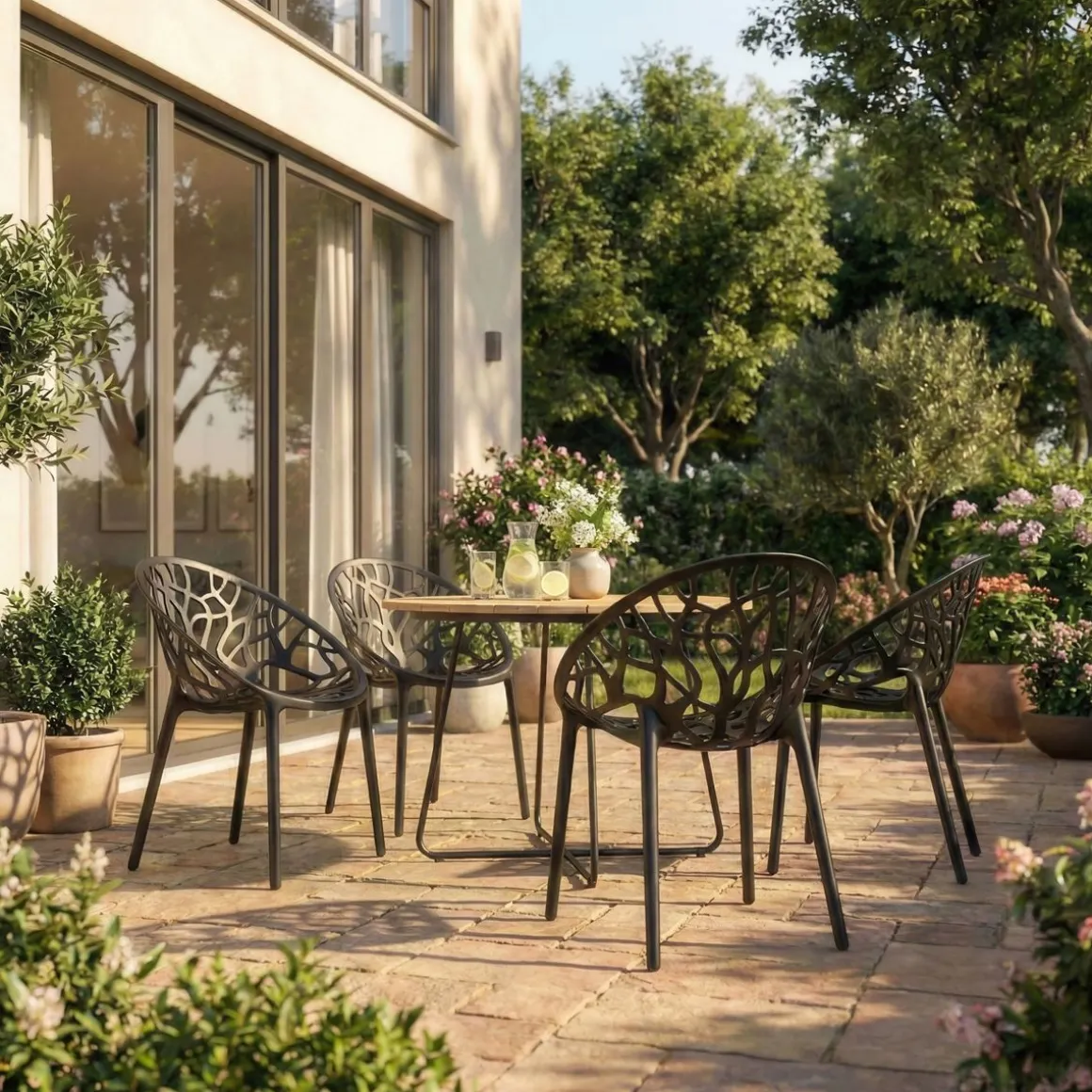 Gartenstuhl LIVA 4er Set schwarz