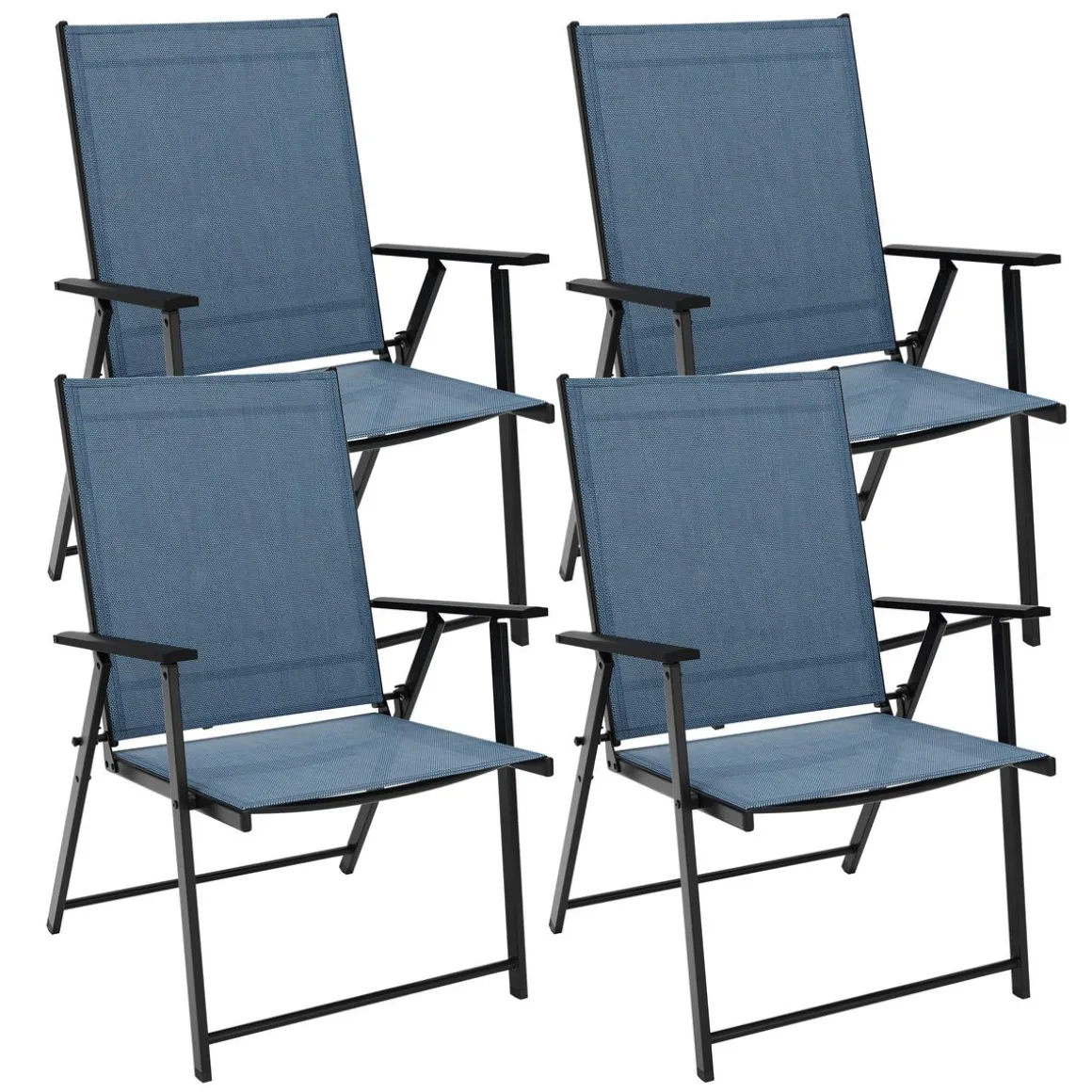 Gartenstuhl REA 4er Set dunkelblau/schwarz