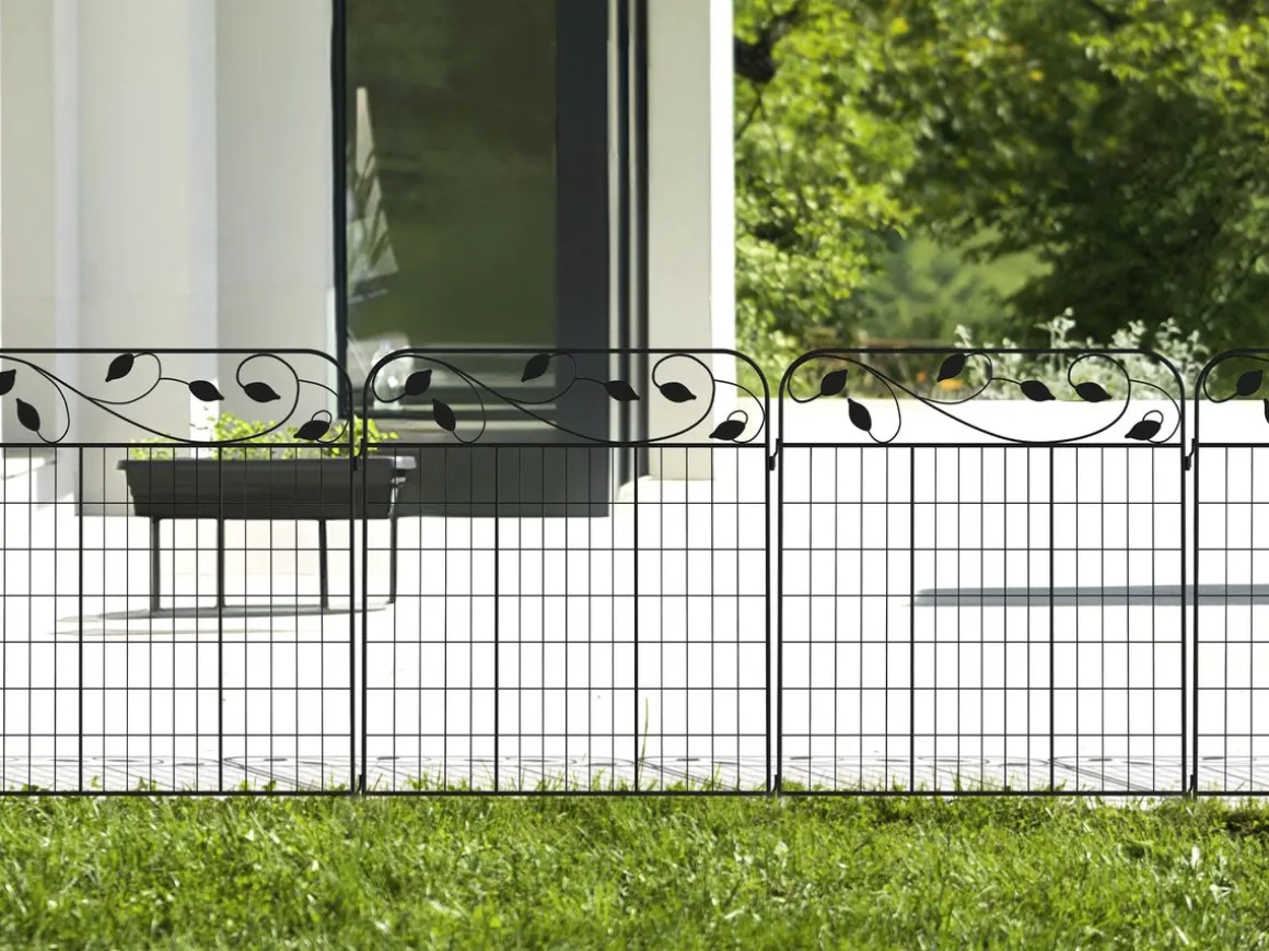 Gartenzaun Metall FLOORS 86 x 109 cm 4er Set schwarz