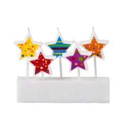Geburtstagskerzen Set Stern 5-teilig 7 cm bunt