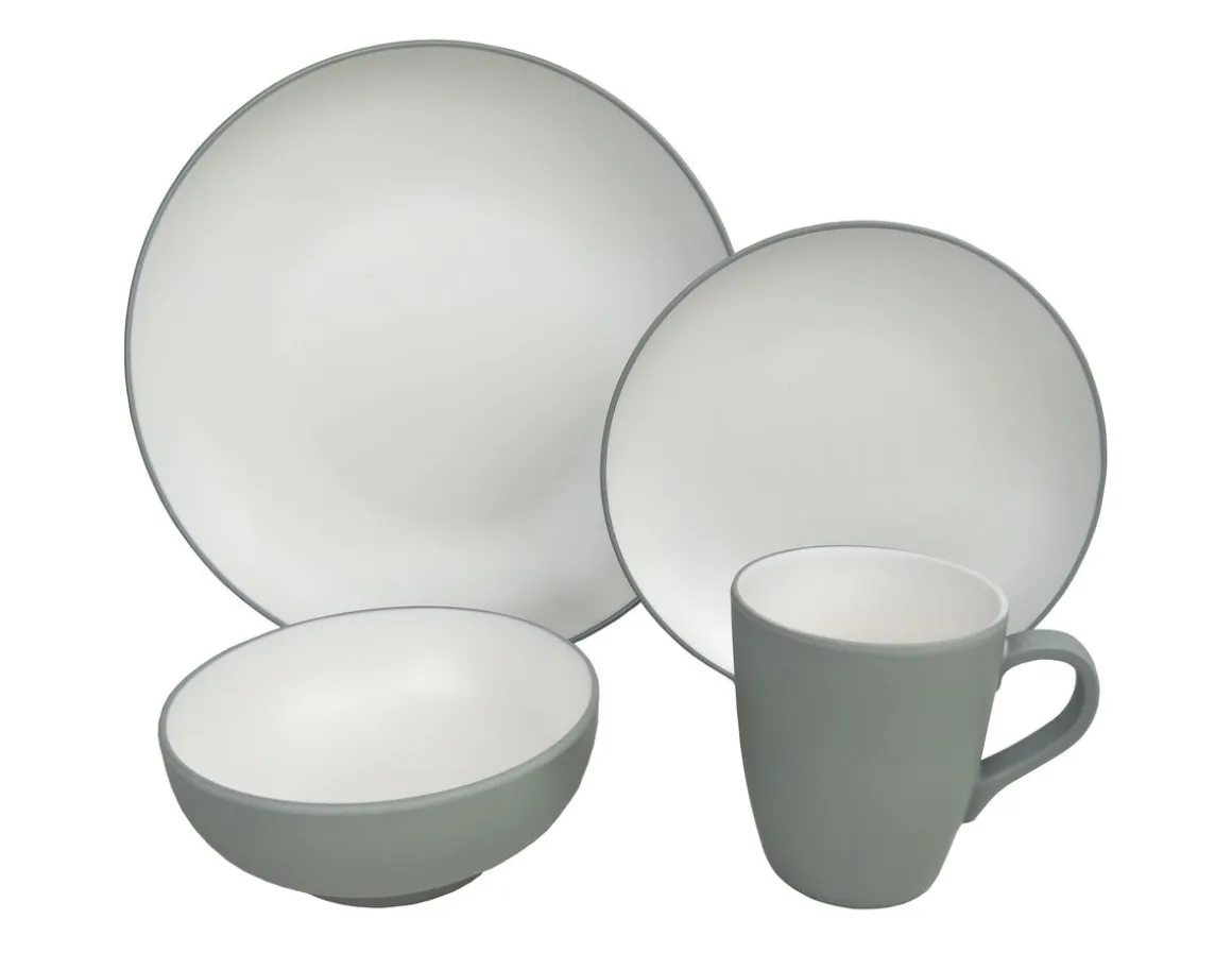 Geschirr-Set Melamin 16-teilig grau