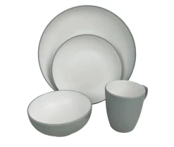 Geschirr-Set Melamin 16-teilig grau