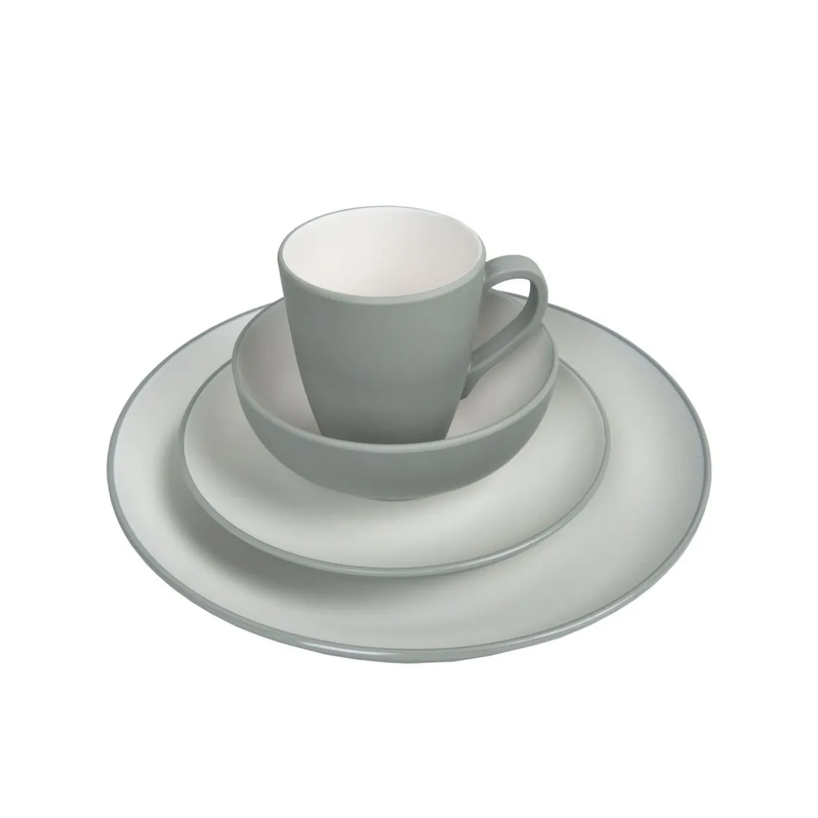 Geschirr-Set Melamin 16-teilig grau