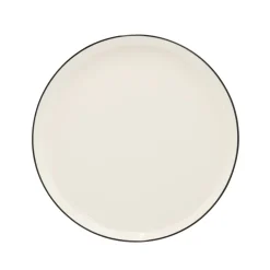 Geschirr-Set Porzellan 12-teilig cremeweiss/schwarz