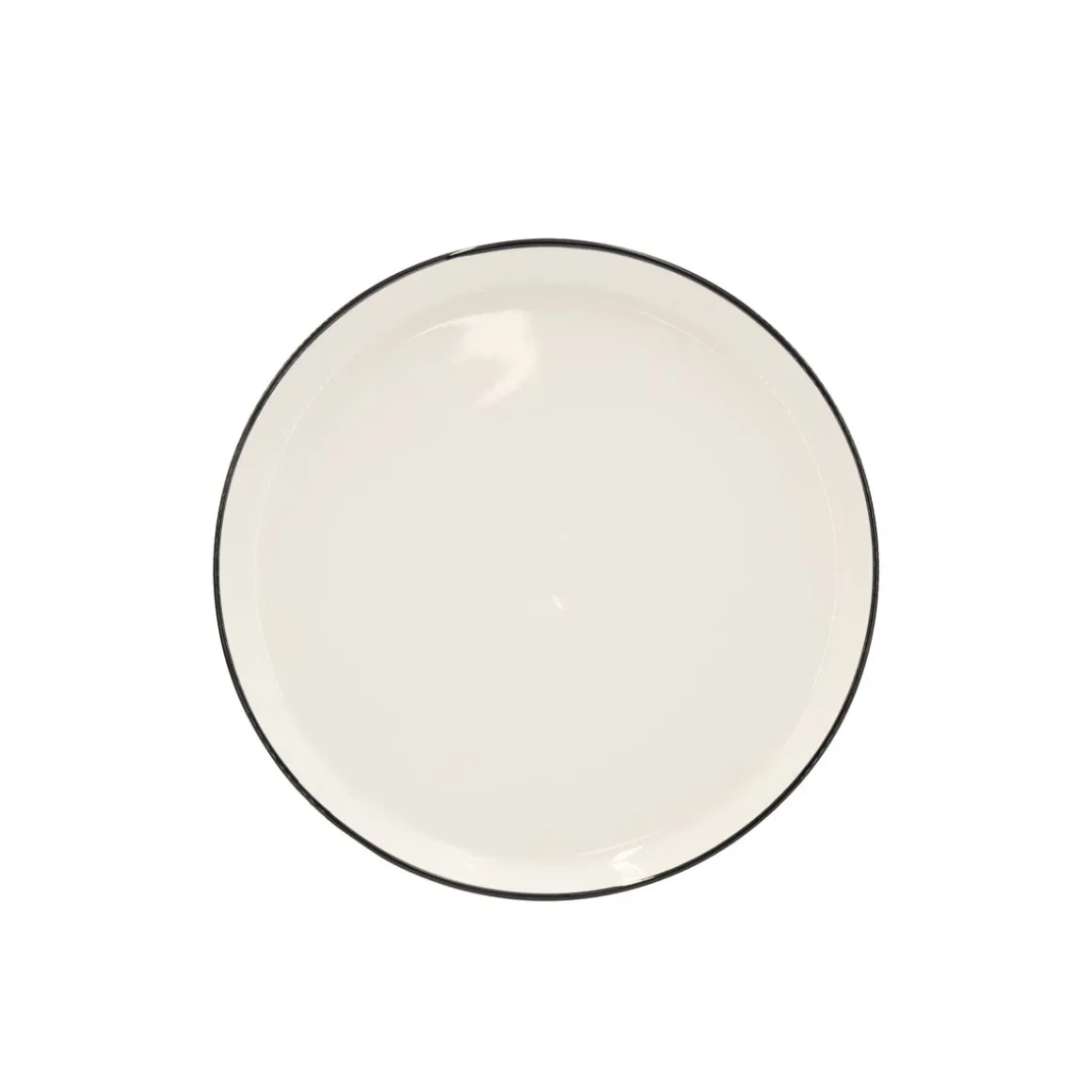 Geschirr-Set Porzellan 12-teilig cremeweiss/schwarz