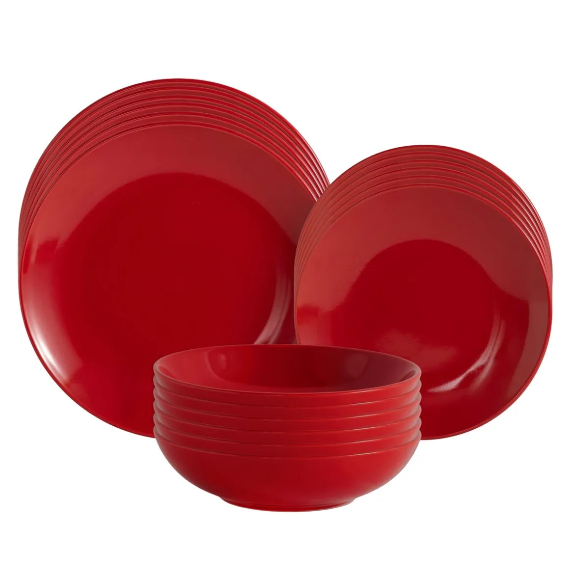Geschirr-Set Steingut 18-teilig rot | GONSER.CH