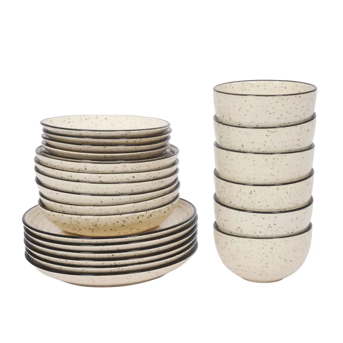 Geschirr-Set Steingut 24-teilig beige