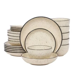 Geschirr-Set Steingut 24-teilig beige