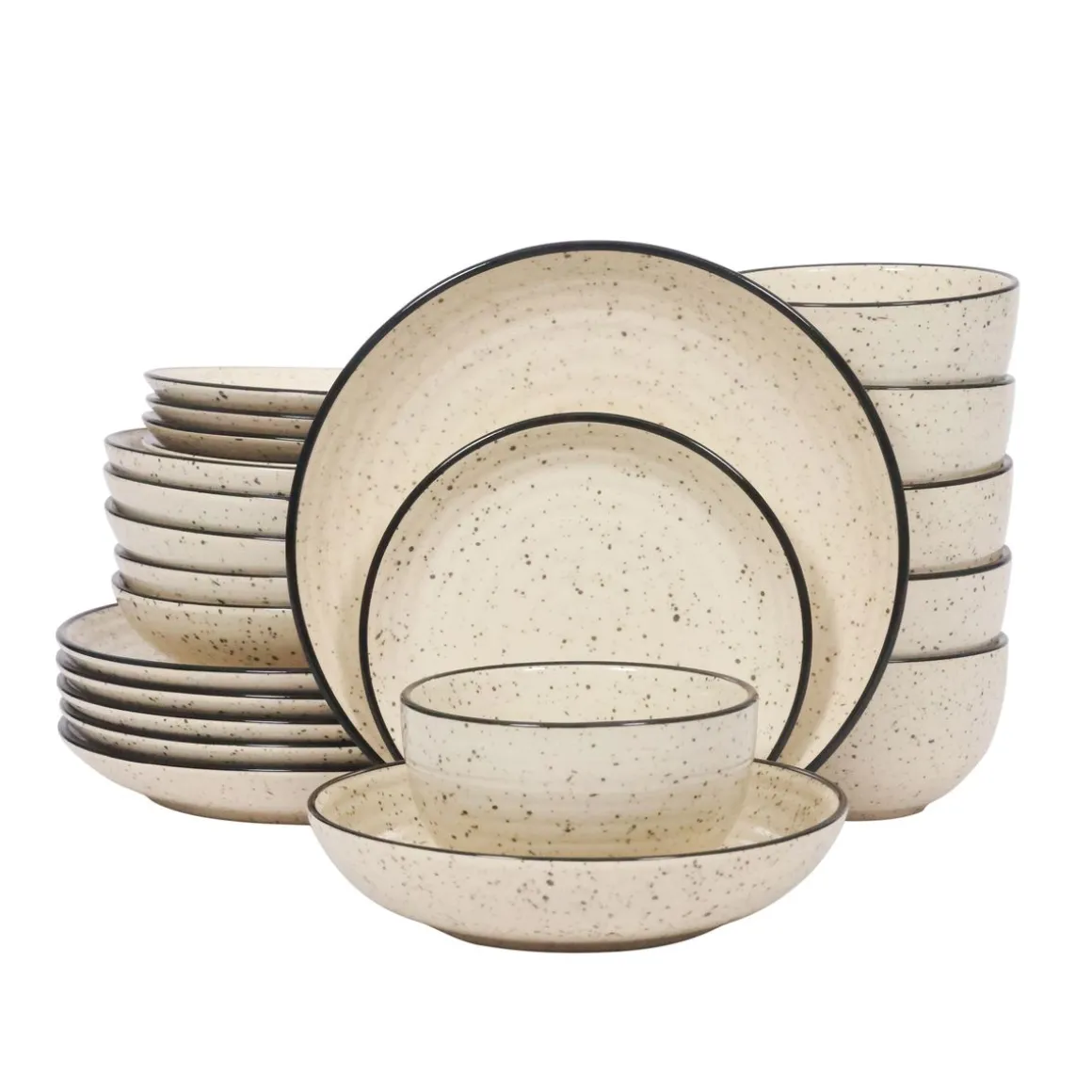 Geschirr-Set Steingut 24-teilig beige