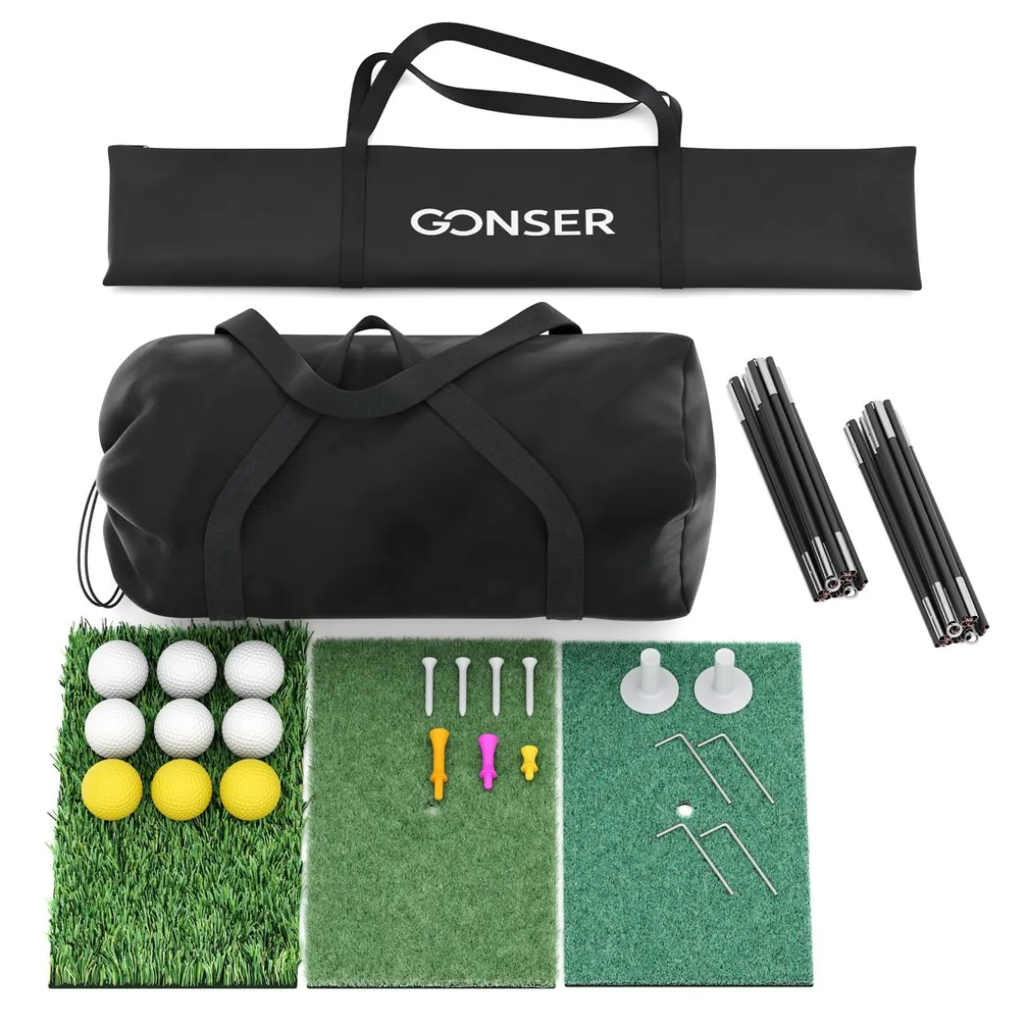 Golf Übungsnetz Set mit Abschlagmatte 300 x 240 x 200 cm