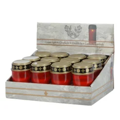 Grabkerze LED rot mit Deckel 12 cm