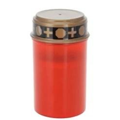Grabkerze LED rot mit Deckel 12 cm