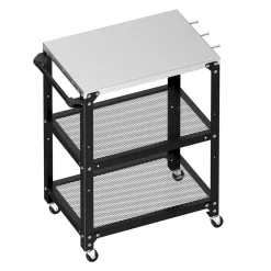 Grill Beistelltisch 72 x 41 x 79 cm schwarz/silber