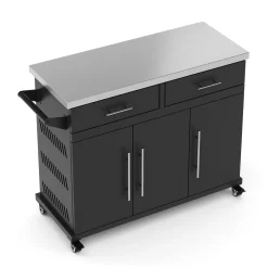 Grill Kücheninsel auf Rollen ISLY 123 x 49 x 94 cm schwarz/silber