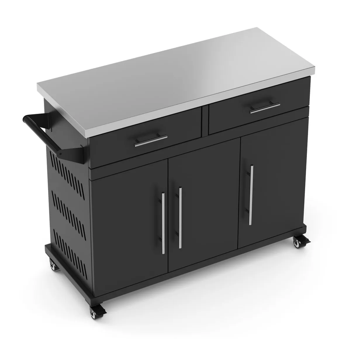 Grill Kücheninsel auf Rollen ISLY 123 x 49 x 94 cm schwarz/silber