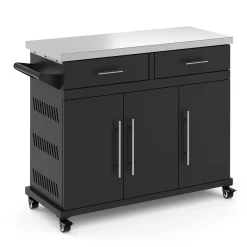 Grill Kücheninsel auf Rollen ISLY 123 x 49 x 94 cm schwarz/silber