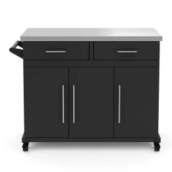 Grill Kücheninsel auf Rollen ISLY 123 x 49 x 94 cm schwarz/silber