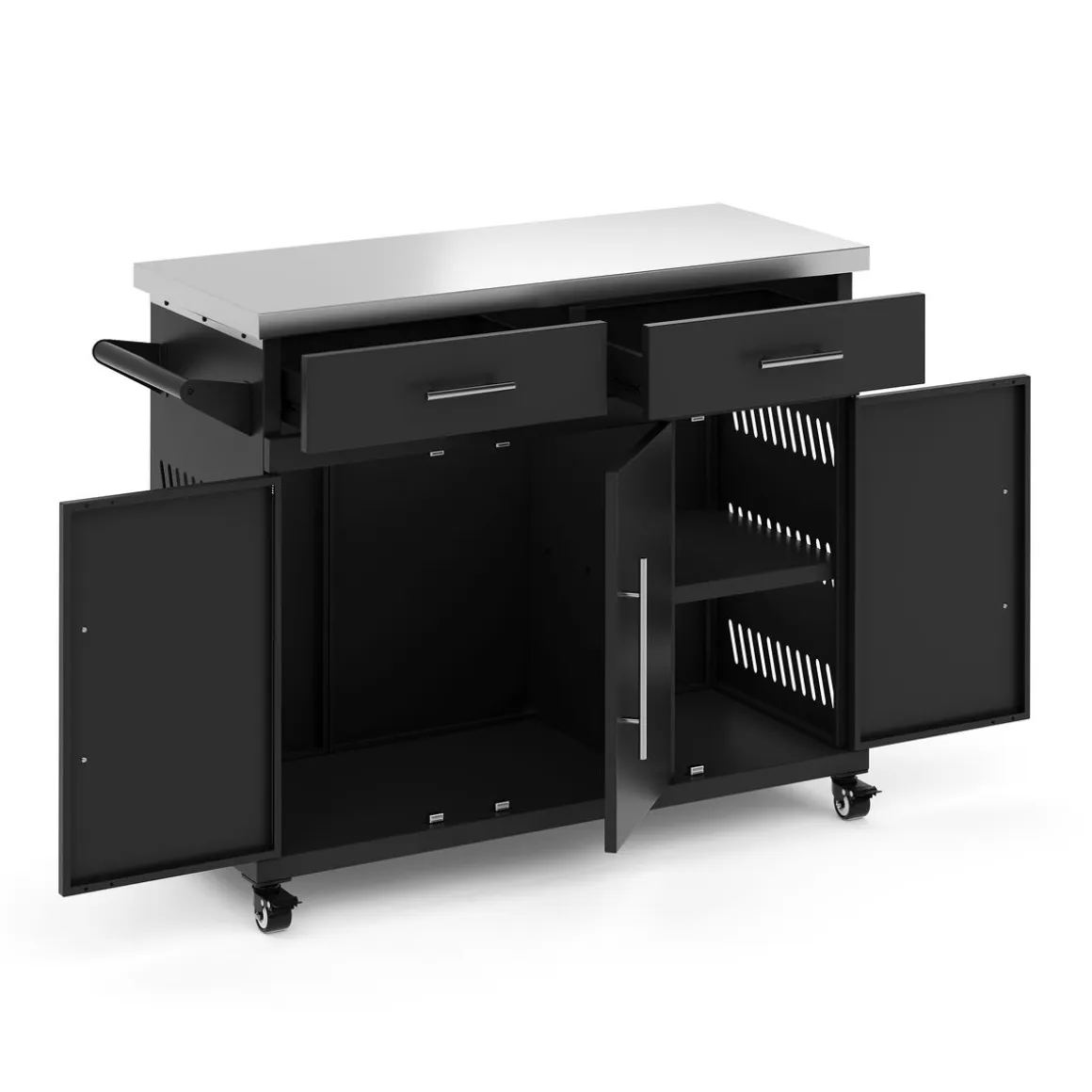 Grill Kücheninsel auf Rollen ISLY 123 x 49 x 94 cm schwarz/silber