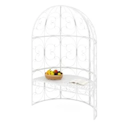 Halbpavillon mit Sitzbank YVETTE 120 x 178 cm weiss