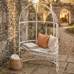 Halbpavillon mit Sitzbank YVETTE 120 x 178 cm weiss