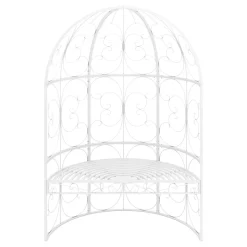 Halbpavillon mit Sitzbank YVETTE 120 x 178 cm weiss