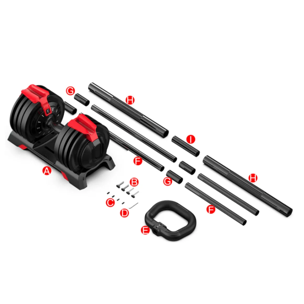 Hantelset 3-in-1 24 kg