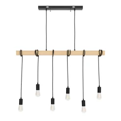 Hängelampe WOODY 6 Lampen schwarz/natur