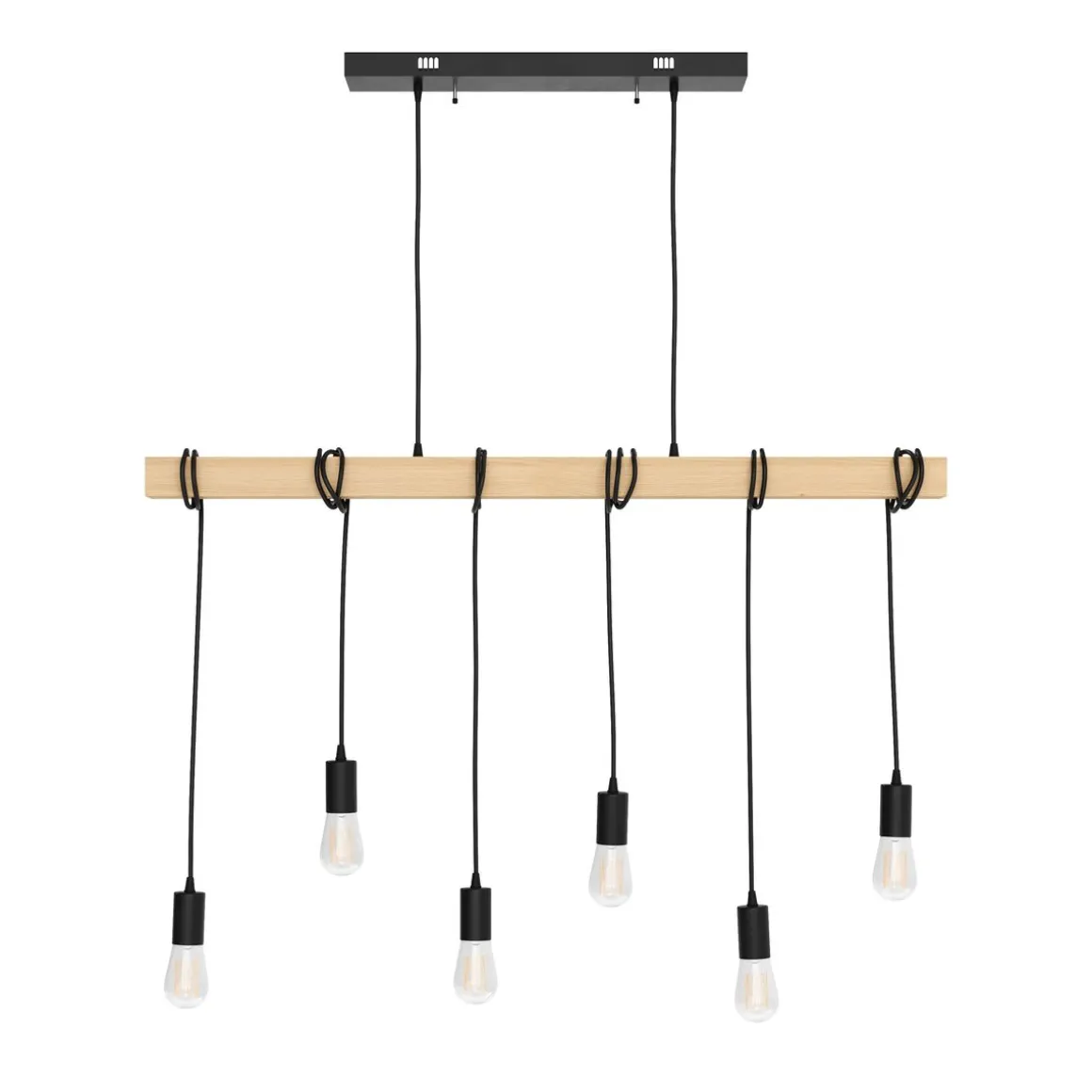 Hängelampe WOODY 6 Lampen schwarz/natur