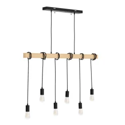 Hängelampe WOODY 6 Lampen schwarz/natur