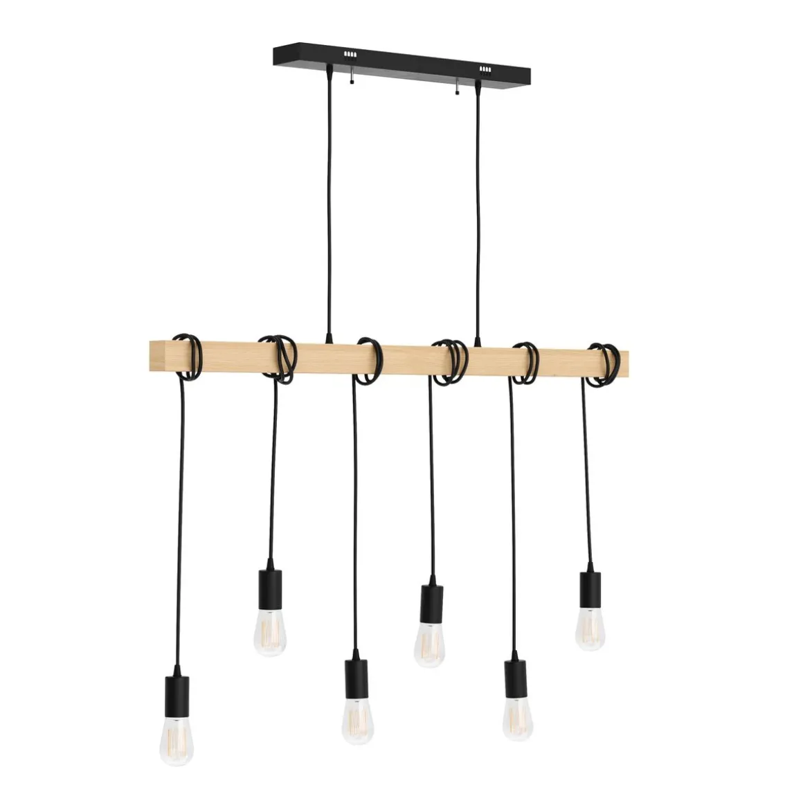 Hängelampe WOODY 6 Lampen schwarz/natur
