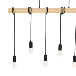 Hängelampe WOODY 6 Lampen schwarz/natur