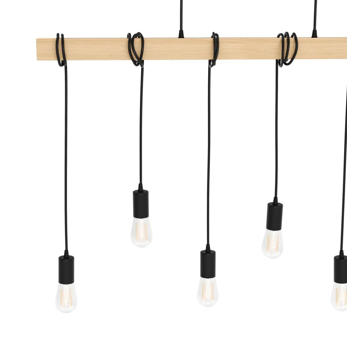 Hängelampe WOODY 6 Lampen schwarz/natur