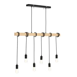 Hängelampe WOODY 6 Lampen schwarz/natur