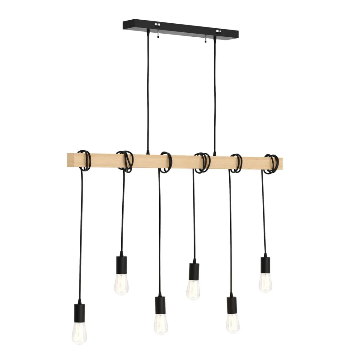 Hängelampe WOODY 6 Lampen schwarz/natur