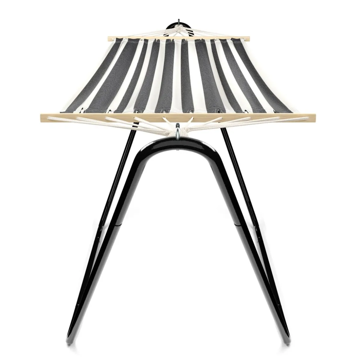Hängematte mit Gestell 280 cm schwarz/weiss